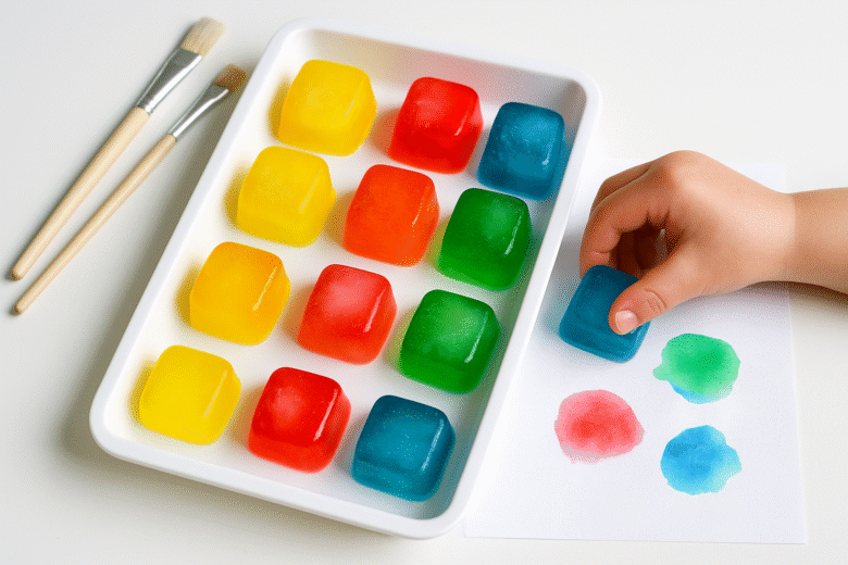 Atividades com gelo colorido