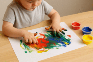 Pintura com os dedos no estilo Montessori