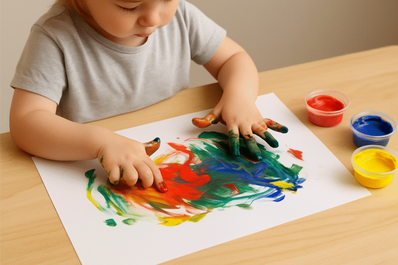 Pintura com os dedos no estilo Montessori